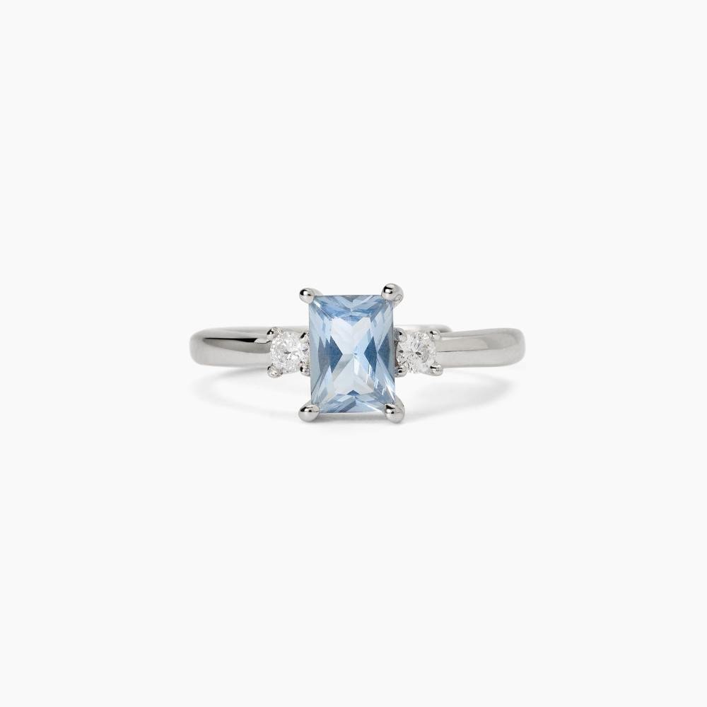 Anello in argento con acquamarina sintetica - 523364