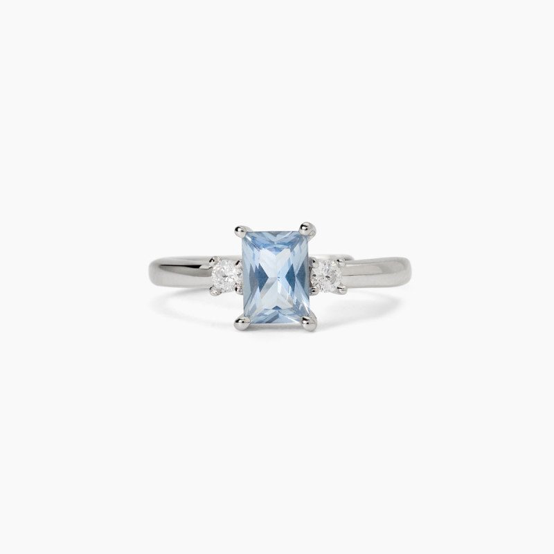 Anello in argento con acquamarina sintetica - 523364