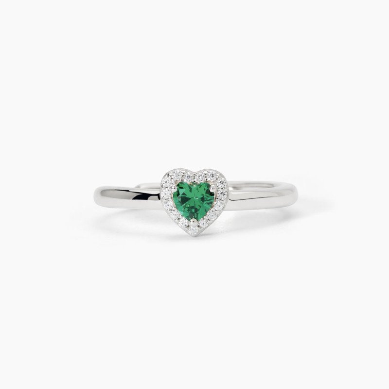 Anello in argento con smeraldo sintetico - 523382