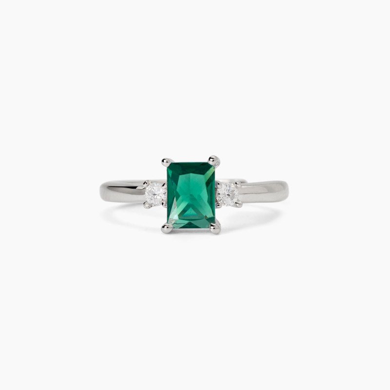 Anello in argento con smeraldo sintetico - 523432