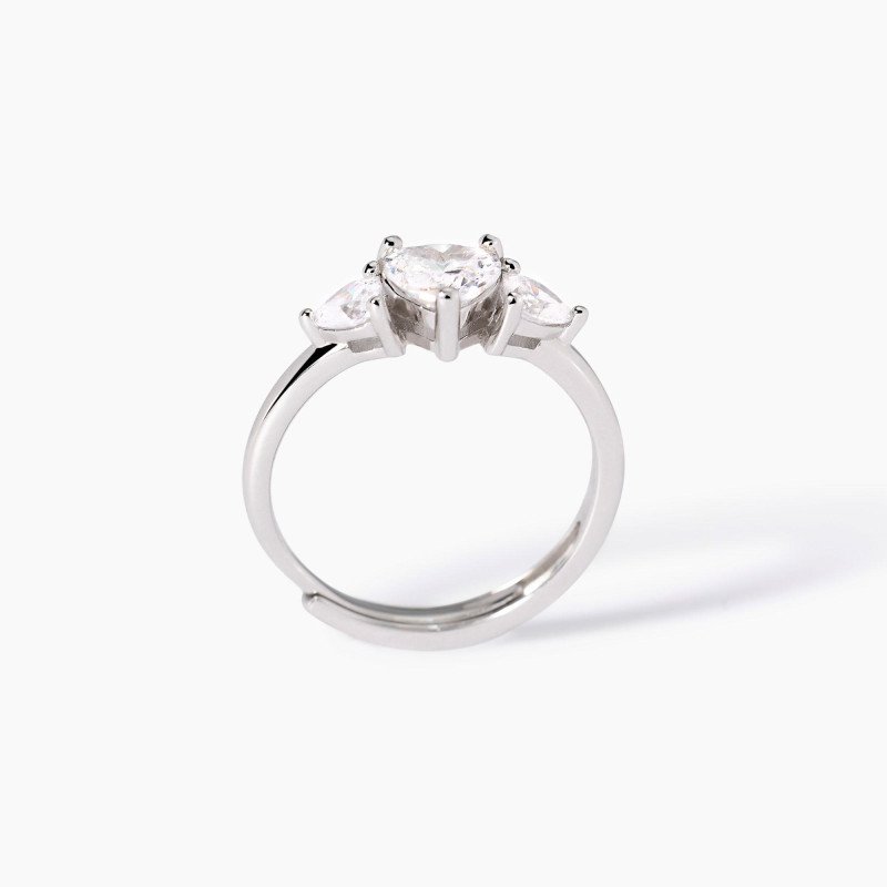 Anello in argento con zirconi cuore - 523443