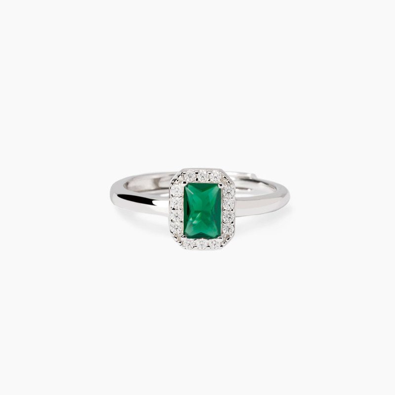 Anello con smeraldo sintetico - 523451