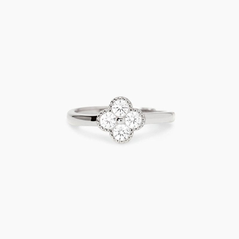 Anello in argento con fiore in zirconi - 523453
