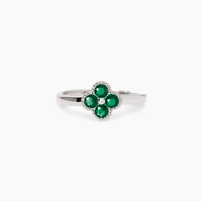 Anello con fiore verde - 523456