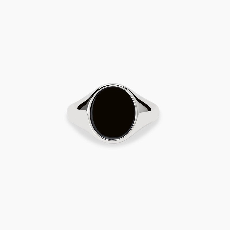 Anello ovale in argento e onice - 523499