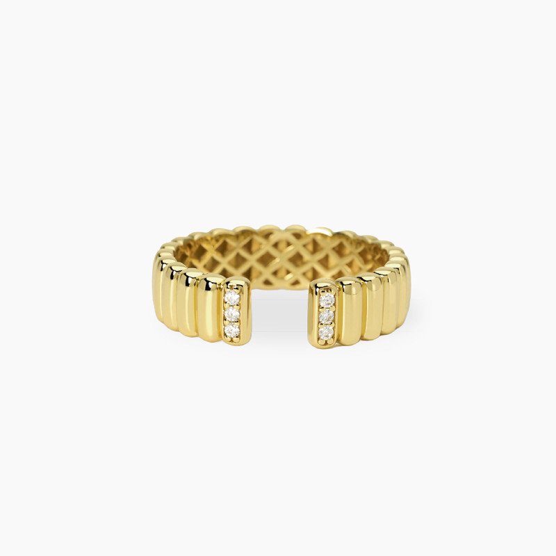 Anello aperto in argento placcato oro regolabile - 523512