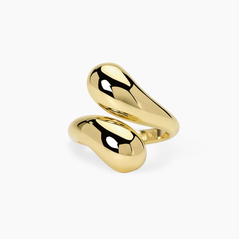 Anello aperto chunky in argento dorato - 523516