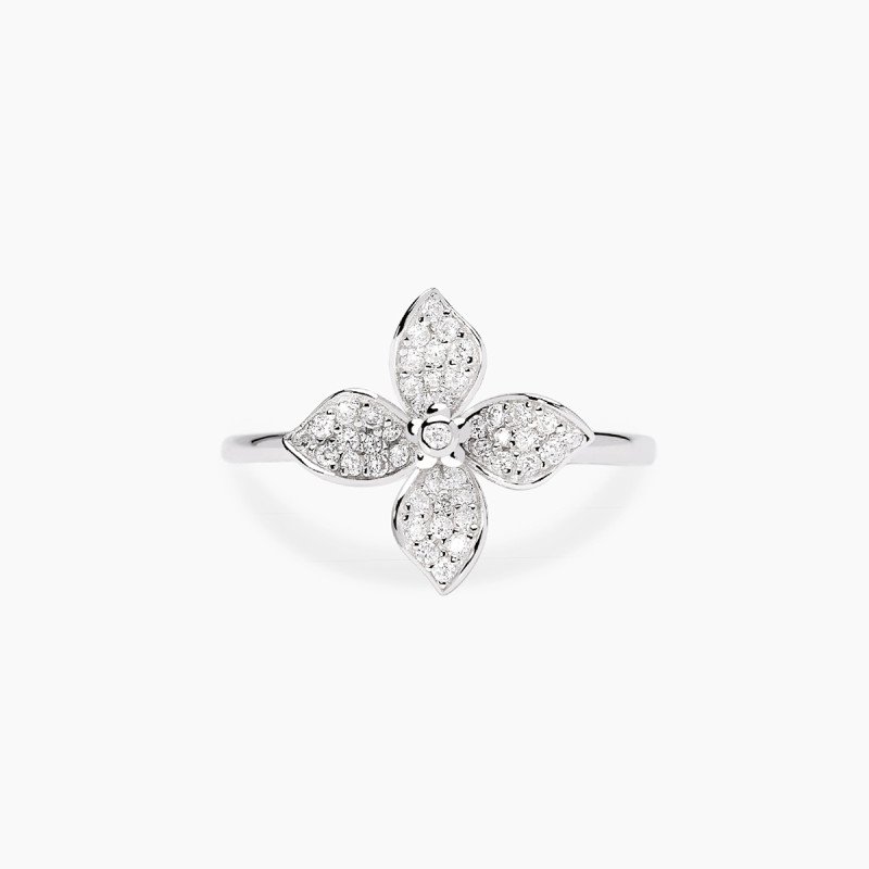 Anello in argento con fiore in zirconi - 523519