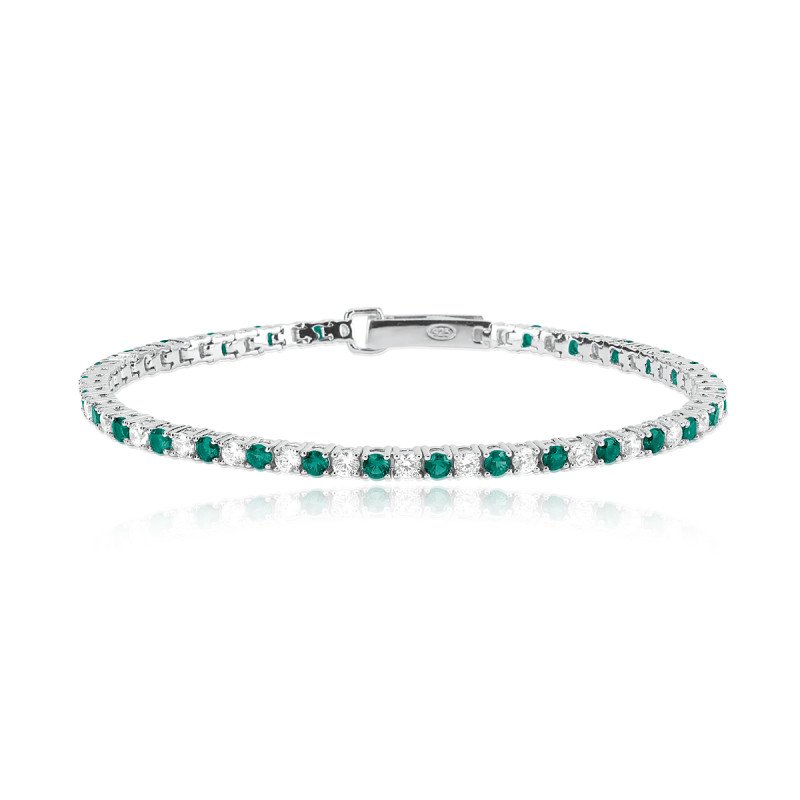 Bracciale in argento 925 smeraldo sintetico e zirconi - 533458-17