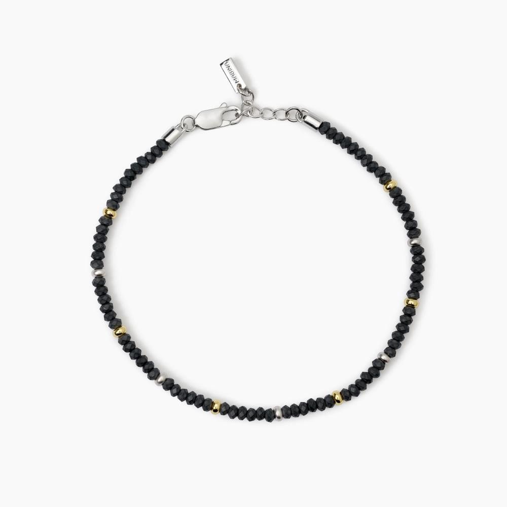 Bracciale in argento con ematite e inserti dorati - 533813