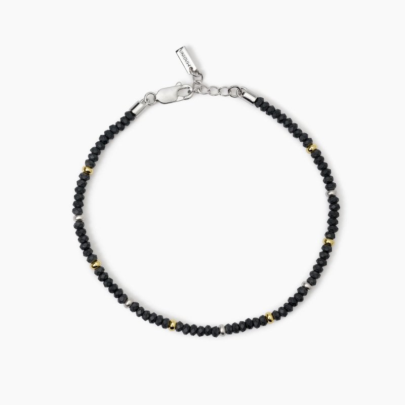 Bracciale in argento con ematite e inserti dorati - 533813