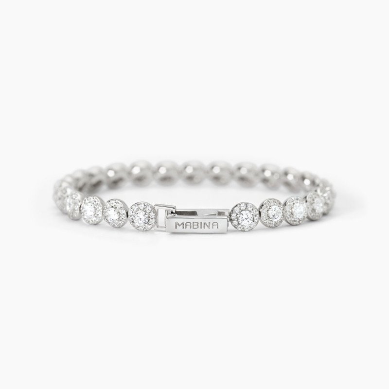 Bracciale tennis in argento con zirconi bianchi - 533823-18