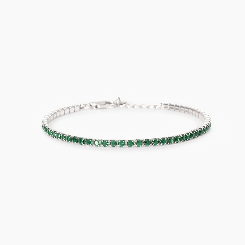 Bracciale in argento smeraldo sintetico - 533860