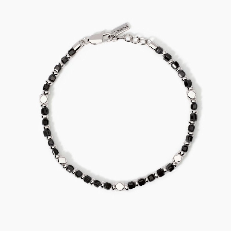 Bracciale da uomo in argento e agata nera - 534004