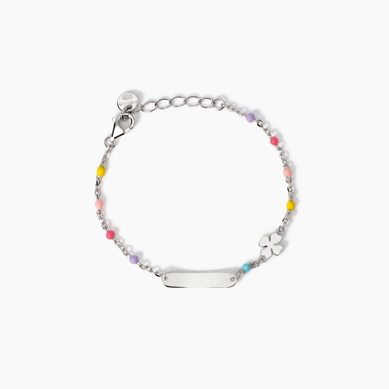 Bracciale con targhetta incidibile e quadrifoglio - 534041
