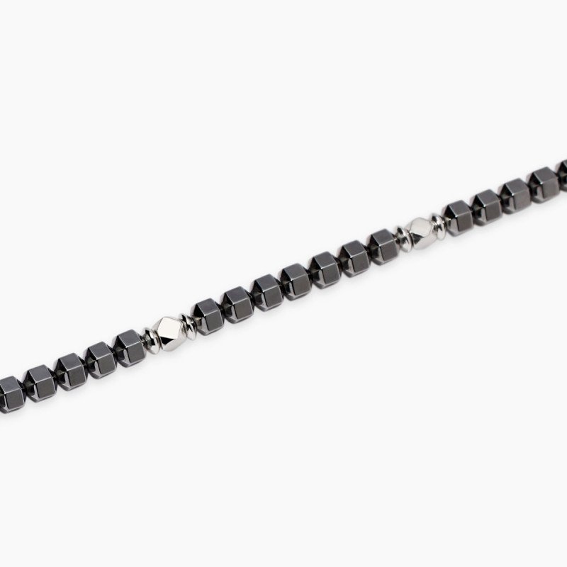 Bracciale regolabile da uomo in argento e ematite - 534089