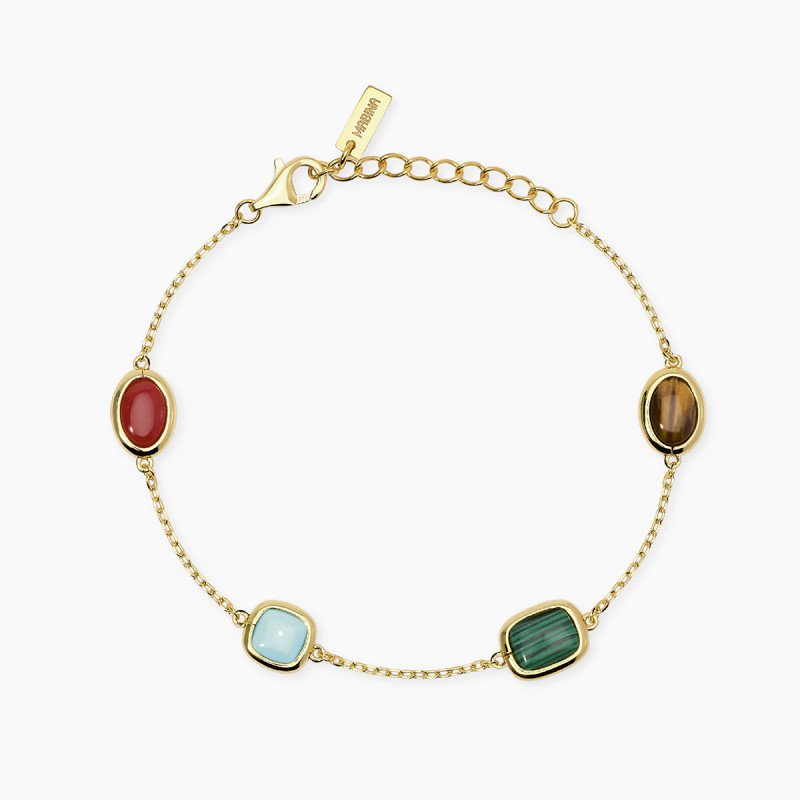 Bracciale in argento dorato con pietre multicolor - 534173