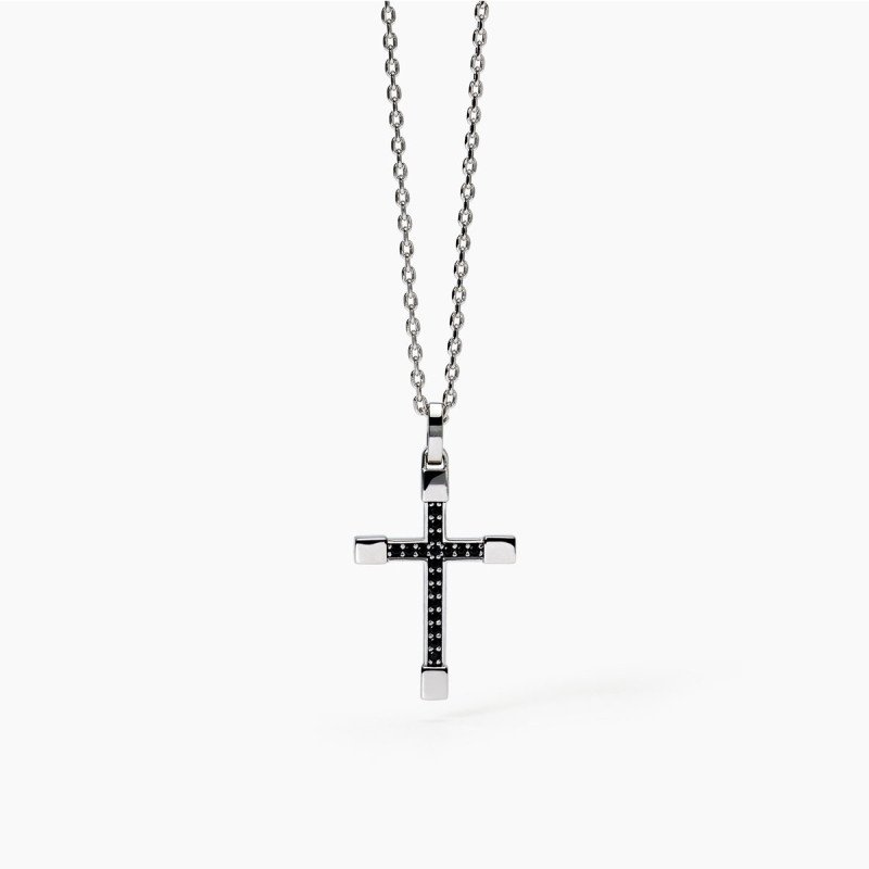 Collana in argento con croce zirconi - 553635