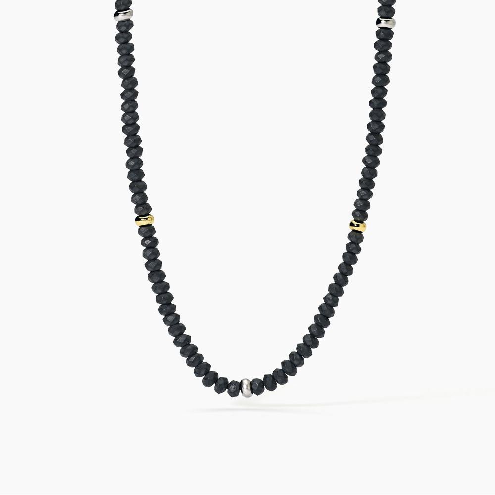 Collana in argento con ematite e inserti dorati - 553641