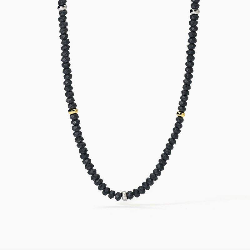 Collana in argento con ematite e inserti dorati - 553641