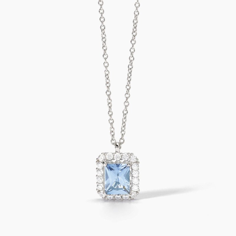Girocollo in argento con acquamarina sintetica - 553651