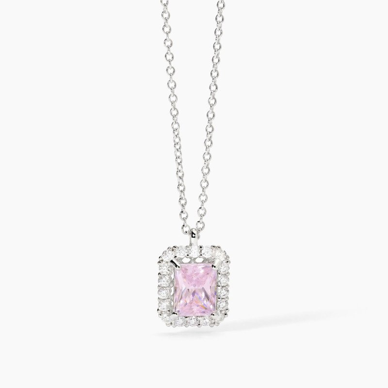 Girocollo in argento con zircone rosa - 553652 Girocollo in argento con zircone rosa - 553652