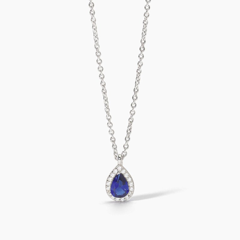 Girocollo in argento con zaffiro sintetico e zirconi - 553665 Girocollo in argento con zaffiro sintetico e zirconi - 553665