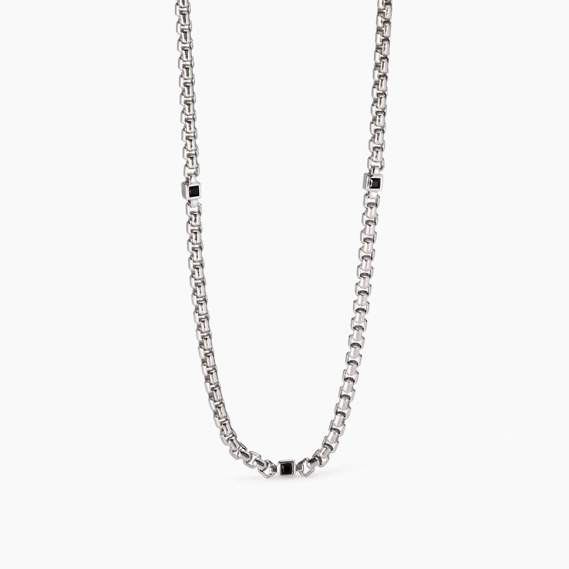 Collana uomo con zirconi neri - 553750