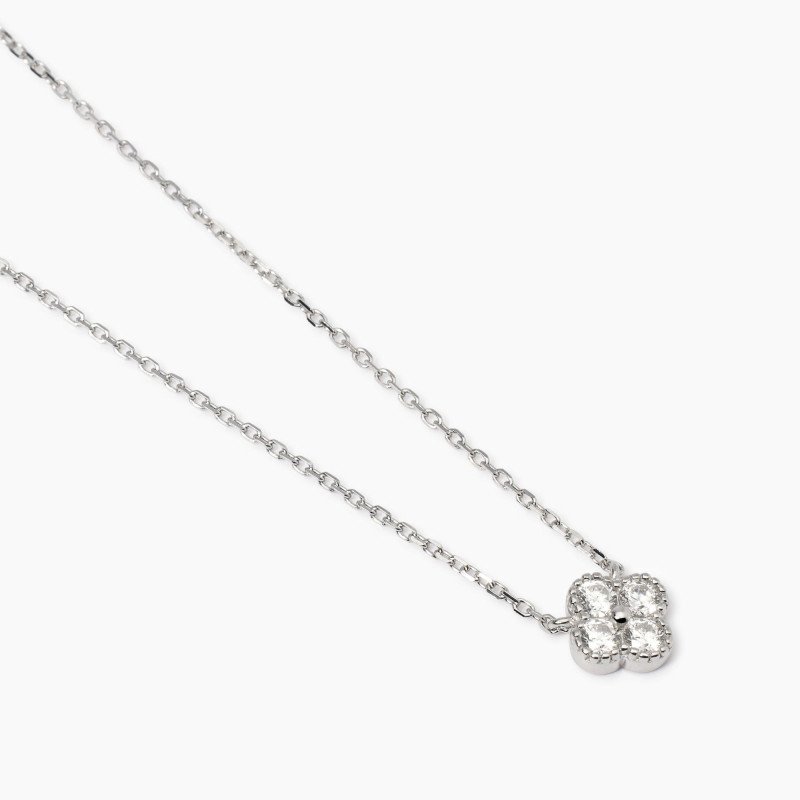 Girocollo con fiore in zirconi bianchi - 553791