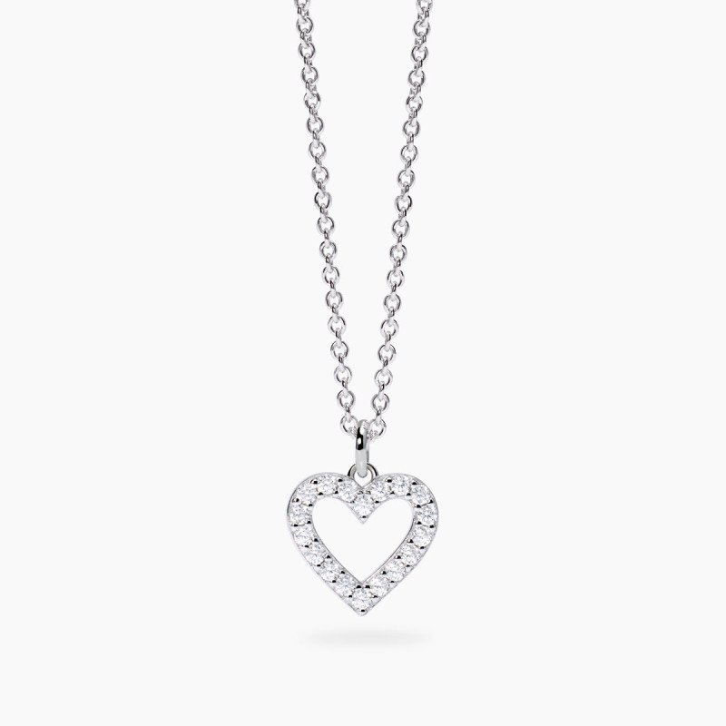 Girocollo in argento  con pendente cuore e diamanti lab-grown ct 0,18 - 553811