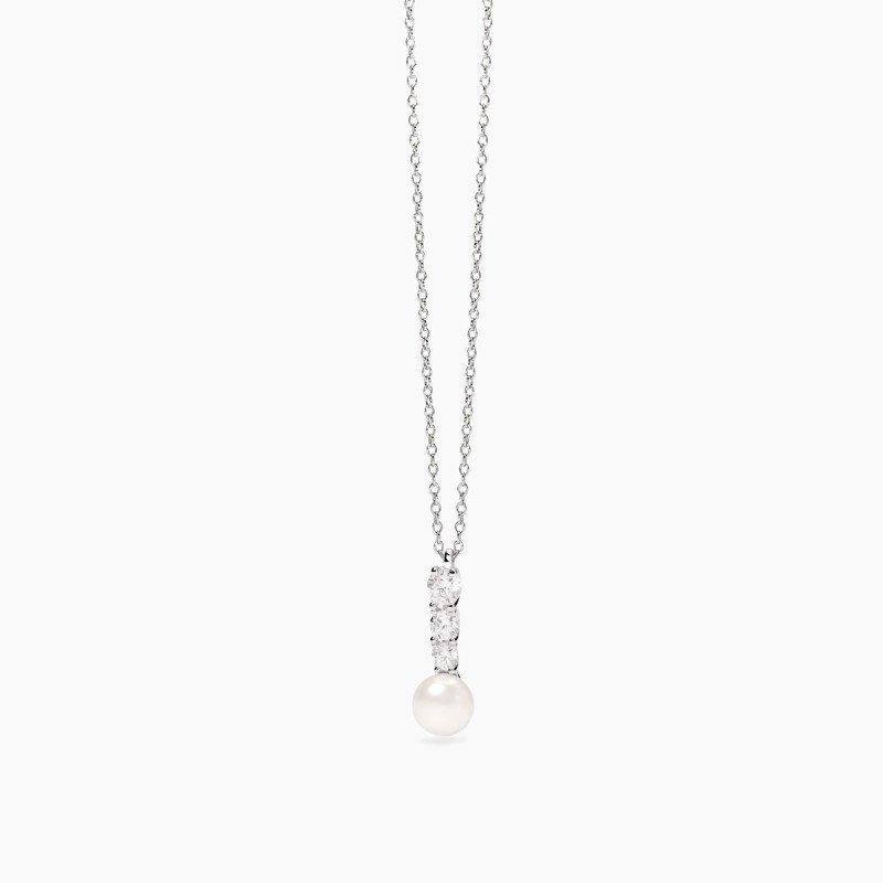 Girocollo con zirconi e perla coltivata - 553841