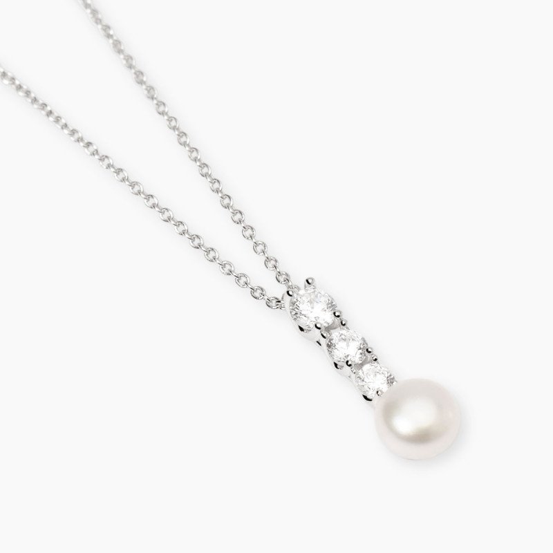 Girocollo con zirconi e perla coltivata - 553841
