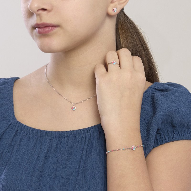Girocollo bambina con quadrifoglio smaltato - 553868