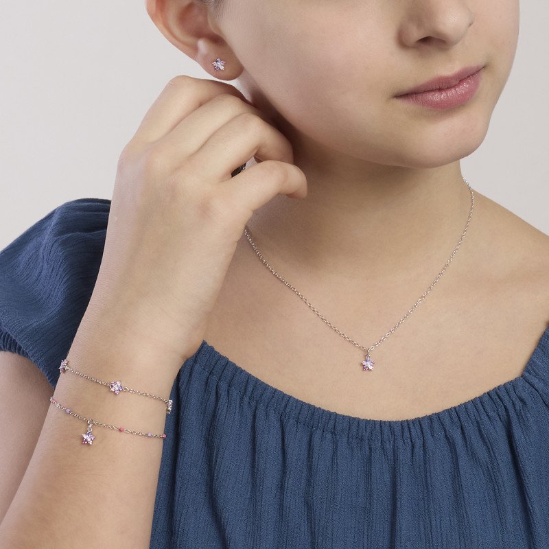 Girocollo bambina con fiore rosa - 553869
