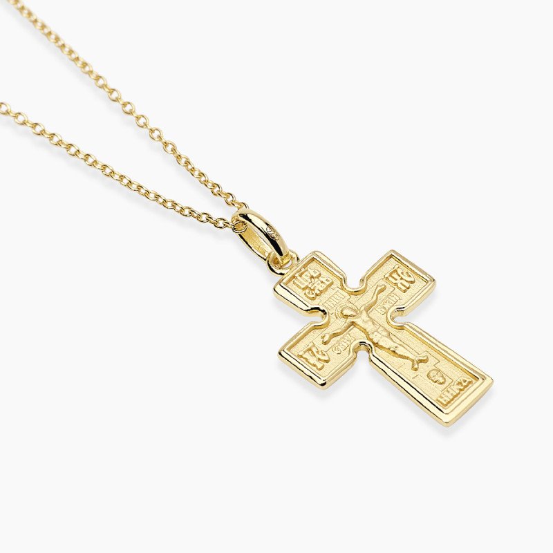 Collana da uomo placcata oro con crocifisso ortodosso - 553881