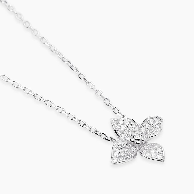 Girocollo con fiore in pavé di zirconi - 553907
