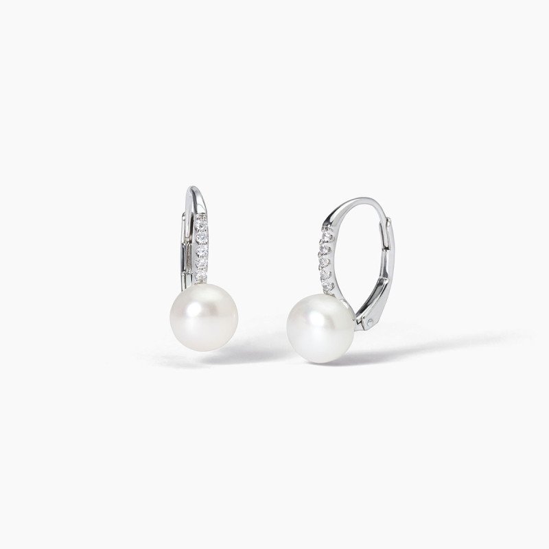 Orecchini in argento con perle e zirconi - 563726
