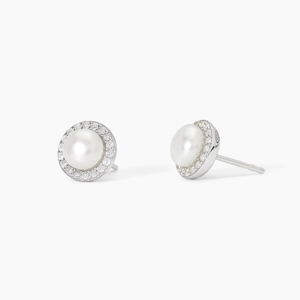Orecchini in argento con perle coltivate e zirconi - 563745