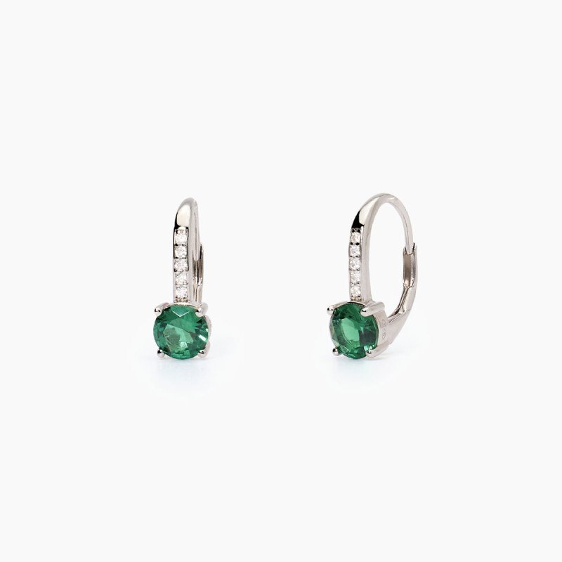 Orecchini in argento  925 smeraldo sintetico e zirconi - 563747