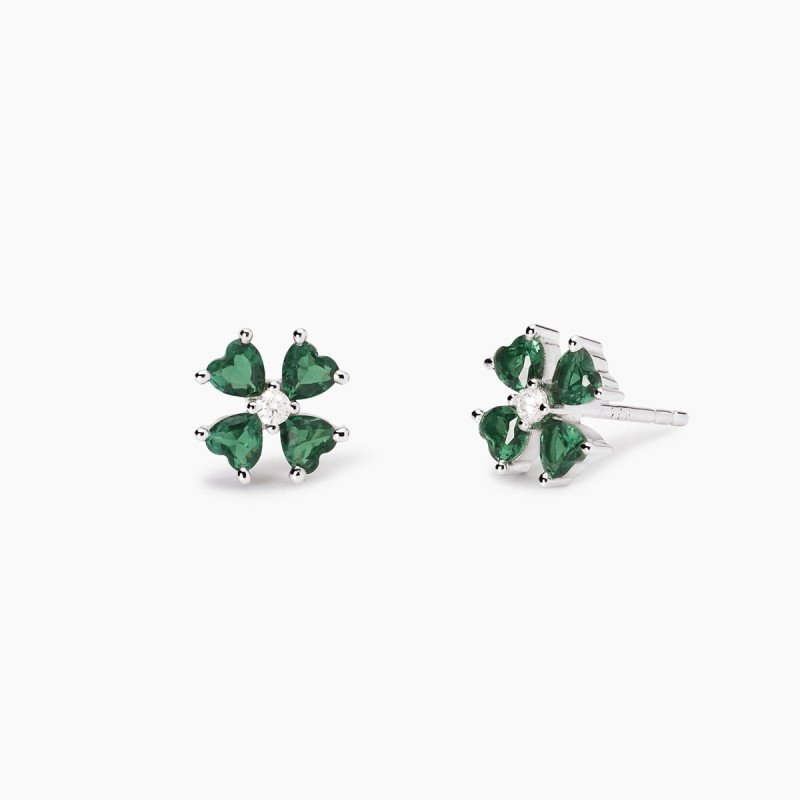 Orecchini in argento 925 smeraldo sint zirconi - 563775