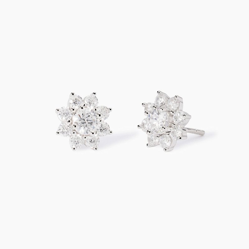 Orecchini a lobo con zirconi bianchi - 563850