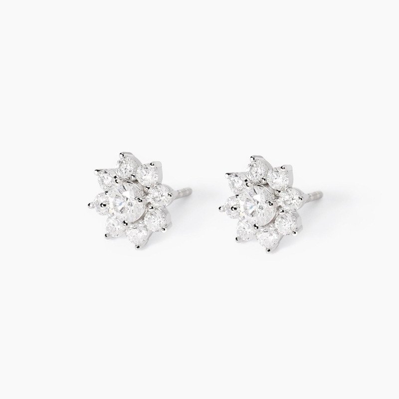 Orecchini a lobo con zirconi bianchi - 563850