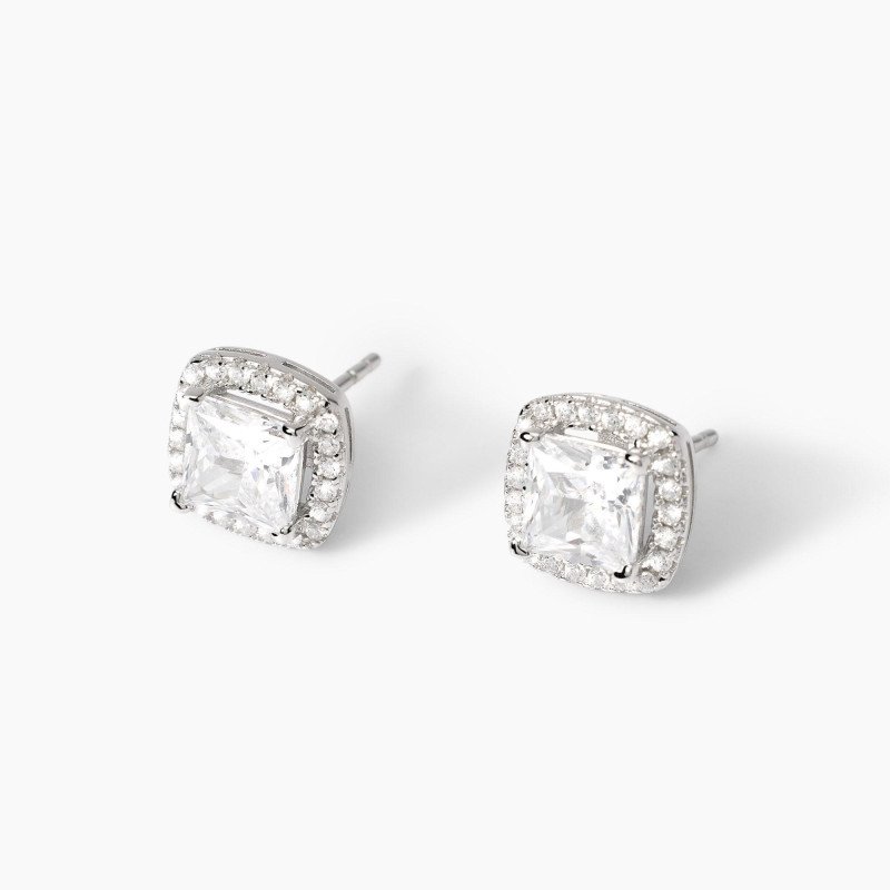 Orecchini a lobo con zirconi bianchi - 563862