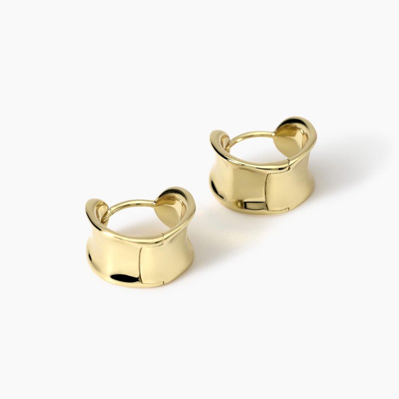 Orecchini a cerchio ondulati dorato - 563889