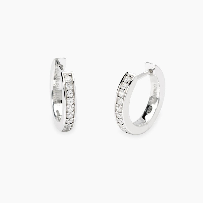 Orecchini in argento a cerchietto e  diamanti lab-grown ct 0,20 - 563903