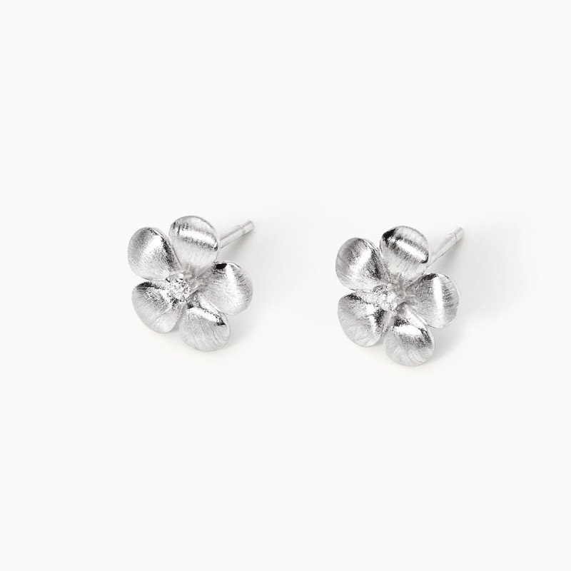 Orecchini fiore in argento bulinato - 563925