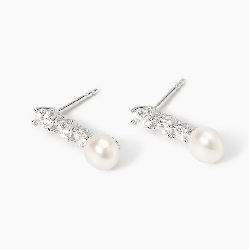 Orecchini con zirconi e perle coltivate - 563926