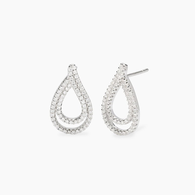 Orecchini a goccia con zirconi bianchi - 563966