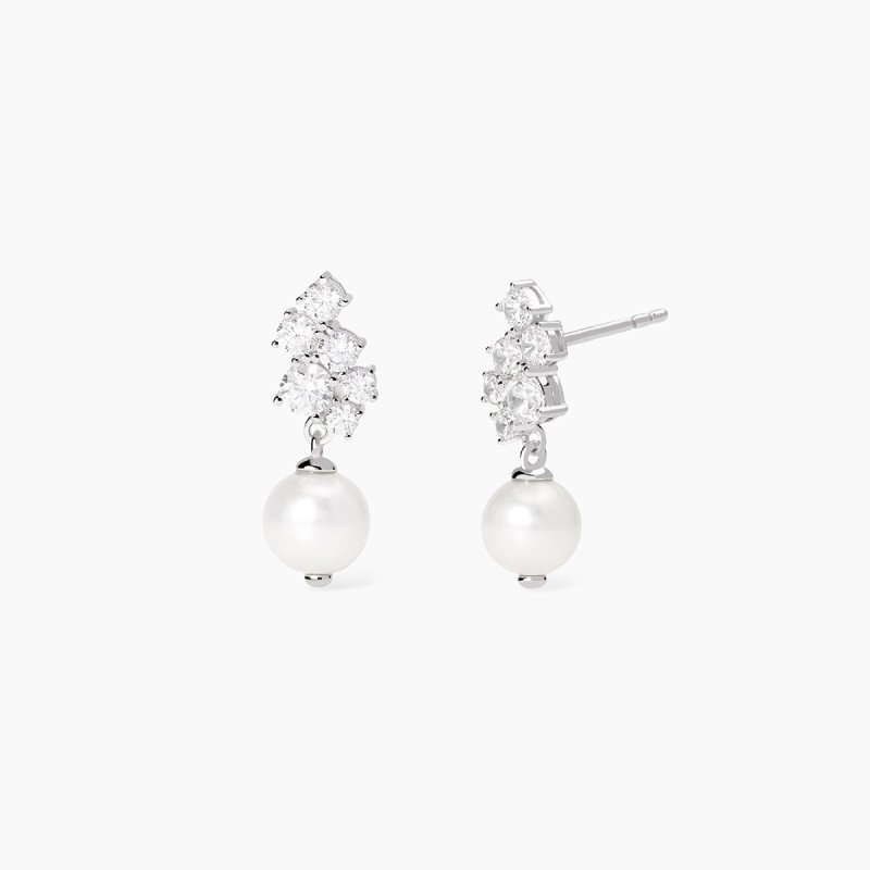 Orecchini con perle coltivate e zirconi - 563970