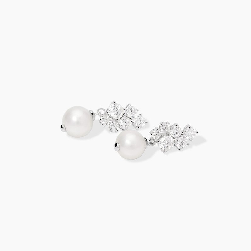 Orecchini con perle coltivate e zirconi - 563970